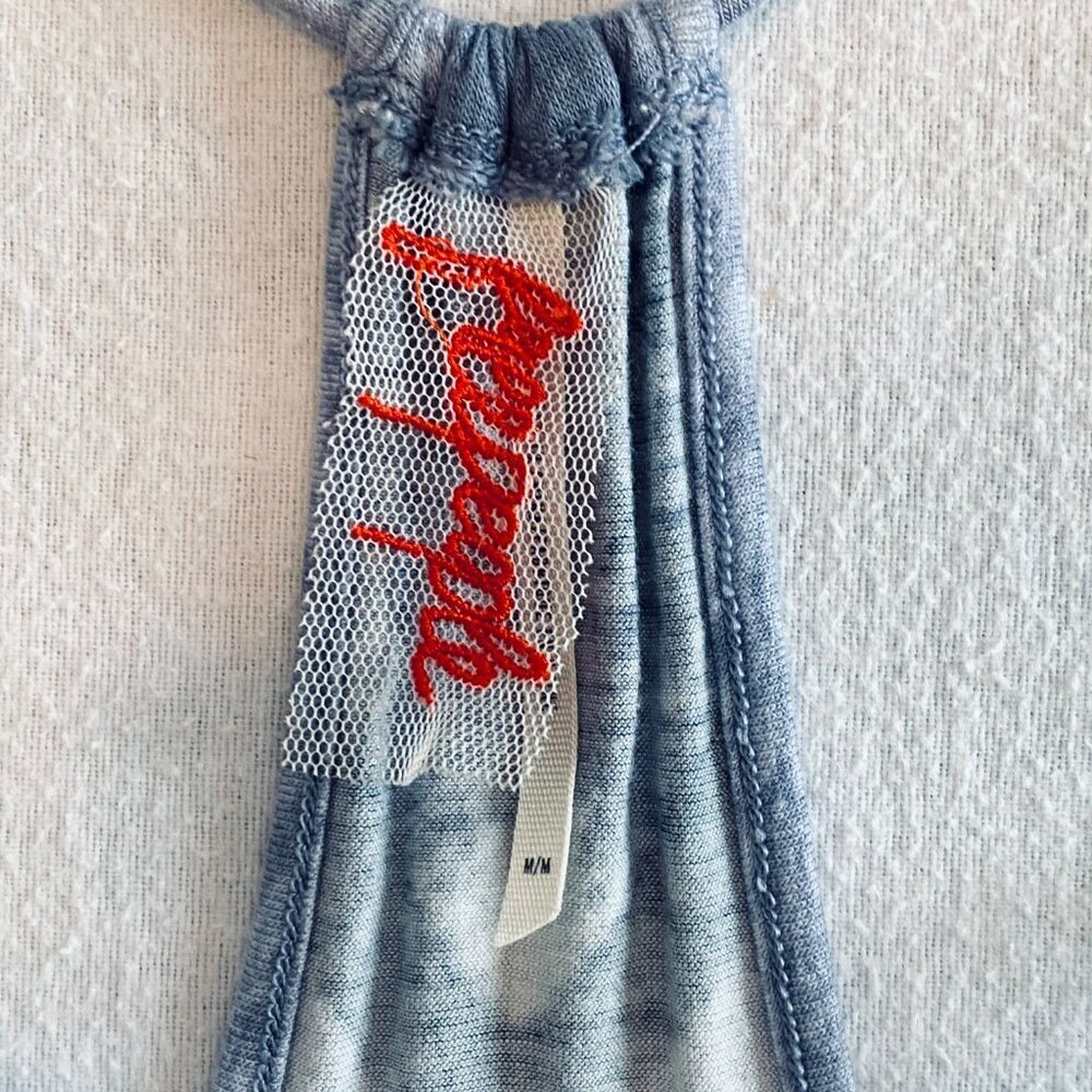 Free People top Women's Small blue spaghetti straps boho festival weekend casual - Picture 11 of 13